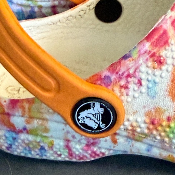 Crocs Unisex Kids Sz C 11 Classic Orange Zing Tie Dye Graphic Clogs - Picture 6 of 8